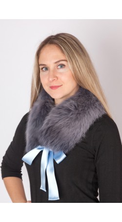 Blue fox fur collar-neck warmer